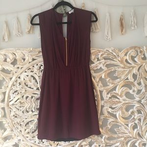 Sandro Open Back Gold Zipper Mini Dress